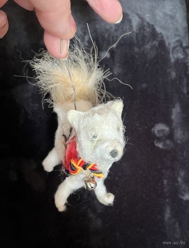 Ёлочная ватная игрушка собачка