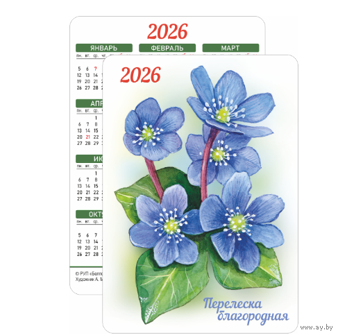 Карманный календарик. "Перелеска благородная" з.7802-25. 2026 год