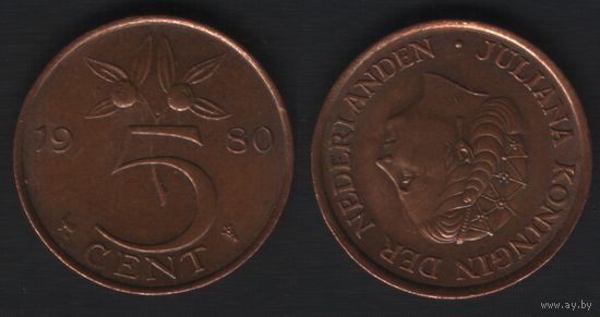 Нидерланды km181 5 центов 1980 год (_5