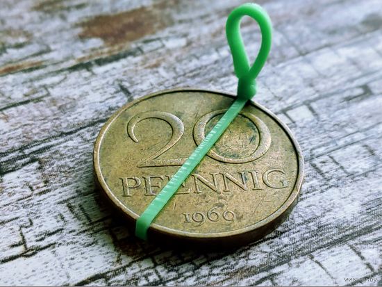 Германия (ГДР). 20 пфеннигов 1969. Брак, разворот (поворот). Торг.
