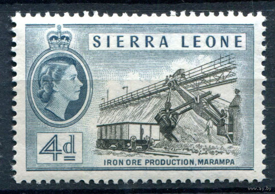 Британские колонии - Сьерра Леоне - 1956г. - королева Елизавета II, ландшафты, 4 P - 1 марка - MNH с точкой-дефектом клея [Mi 181]. #3-WB-66-A-2