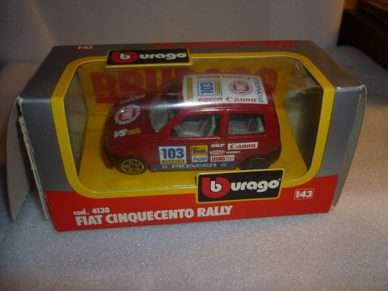 Модель авто FIAT CINQUECENTO RALLY. BURAGO. Made in ITALY. 1:43.