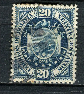 Боливия - 1894 - Герб 20С - [Mi.42II] - 1 марка. Гашеная.  (Лот 32GM)-T2P57