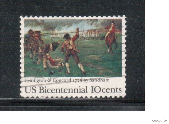 США-1975, (Мих.1171) , гаш. , 200-лет независимости, Война, Живопись(одиночка)