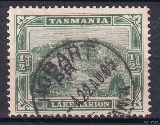 32.Aust. Великобритания. Австралийские штаты. Тасмания. Озеро Марион.1903 г. 1/2d. Mi.#69A. 32.Aust. Великобритания. Австралийские штаты. Тасмания. Озеро Марион.1903 г. 1/2d. Mi.#69A.