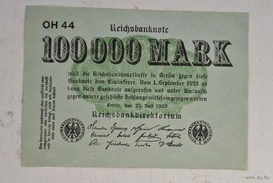 1923 год Германия 100 000 марок