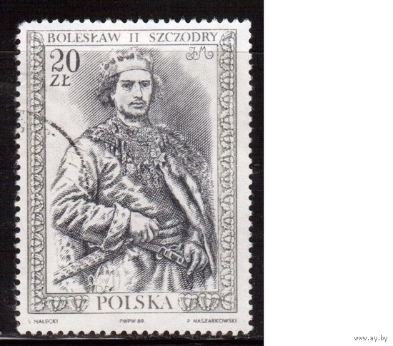 Польша-1989, (Мих.3227) гаш., Короли,  Искусство, Живопись Ян Матейко