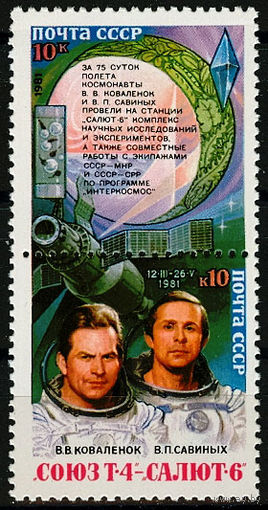 Исследования на орбитальном комплексе "Союз-Т-4" - "Салют-6"