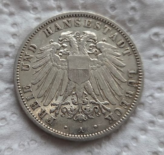 Любек 3 марки 1913 Тираж 33.334 шт с блеском