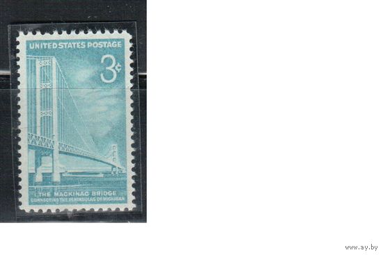 США-1958, (Мих.729),  ** , Мост, Корабль (одиночка)