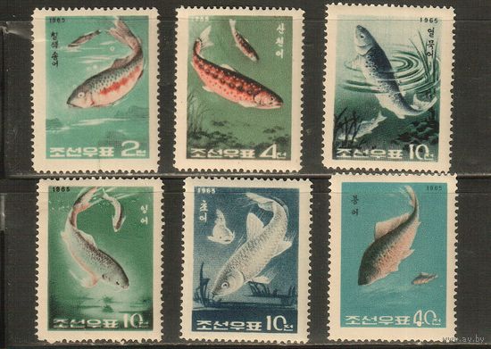 КНДР-1965(Мих.621-626) , **  , Морская  Фауна , Рыбы (полная серия)