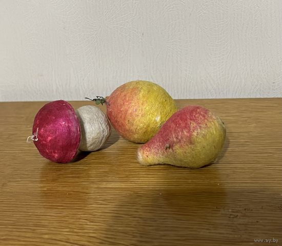 Ёлочные игрушки СССР !!! ВАТНЫЕ ФРУКТЫ И ГРИБОК !!! С РУБЛЯ!!!