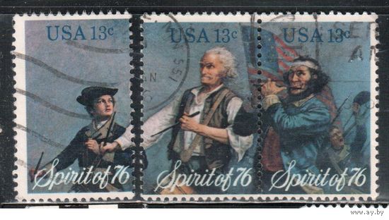 США-1976, (Мих.1197-1199) , гаш.  , 200-дет независимости, Живопись(полная серия)(2)