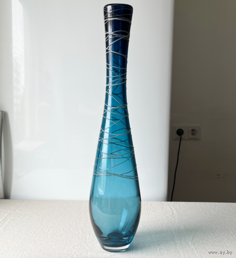 Ваза цветное стекло ручная работа 53см