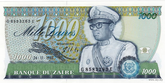 Заир, 1000 заиров, 1985 г., UNC