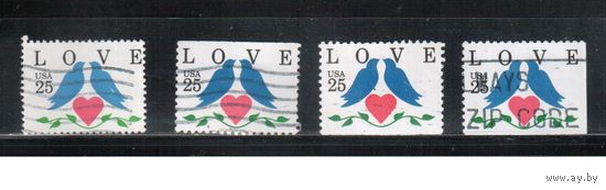 США-1990, (Мих.2073 А+D+Е),   гаш. ,Поздравительная марка (одиночка), 4 зубцовки(1)
