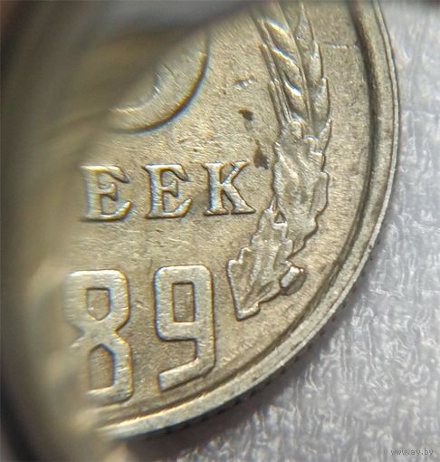 15 копеек СССР 1989 выкрошка или запрессовка между листьями венками