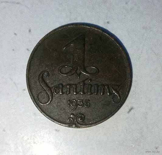 1 сантим 1935 года Латвия. Первая Республика. Шикарная родная патина! Достойный сохран!