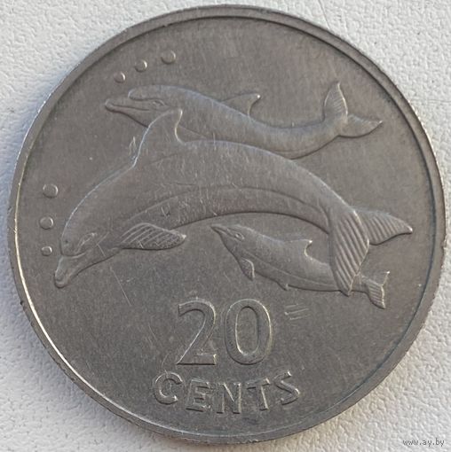 Кирибати 20 центов 1979 г. Дельфины