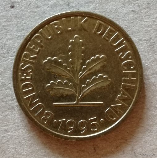 Германия 10 пфеннигов 1995 г., отметка мд "J" Гамбург, KM# 108