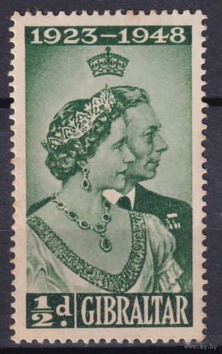 64.BrKS. Великобритания. Колонии. Гибралтар. Серебряная свадьба Георга VI и Елизаветы. 1948 г. 1/2d. Mi.#123.