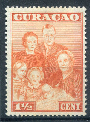 Нидерландские колонии - Кюрасао - 1943г. - королевская семья, 1 1/2 с - 1 марка - MH [Mi 204]. #3-WB-81-A-1