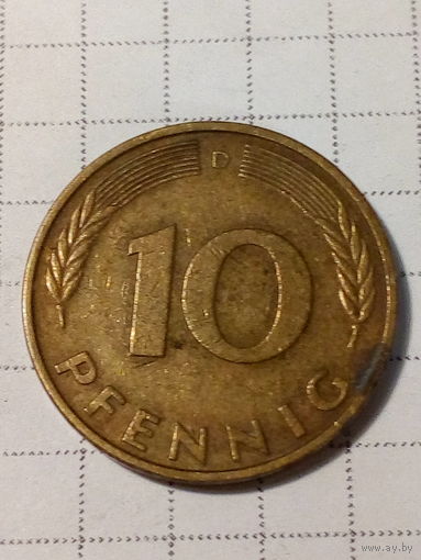 10 пфеннигов ФРГ 1981 Д год