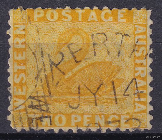 140.Aust. Великобритания. Австралийские штаты. Западная Австралия. Чёрный лебедь. Стандарт. 1864 г. 2p. Mi.#17A.