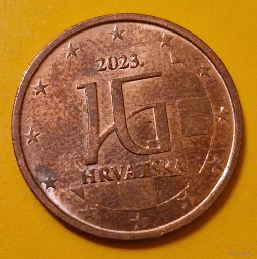 Хорватия 2 евроцента 2023 стандартная монета из оборота