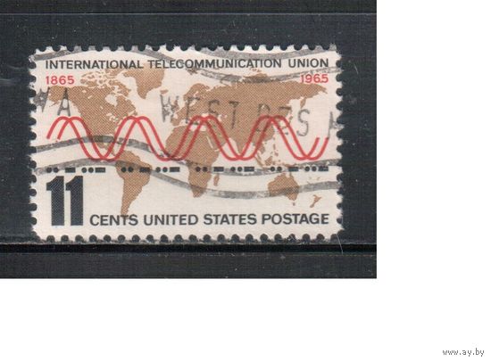 США-1965, (Мих.890) , гаш. ,Радиоволны, Азбука Морзе(одиночка)