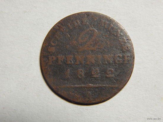 Пруссия 2 пфеннинга 1822г
