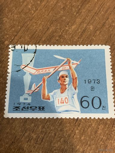 КНДР 1974. Спортивные состязания 1973. Дельтапланеризм. Марка из серии