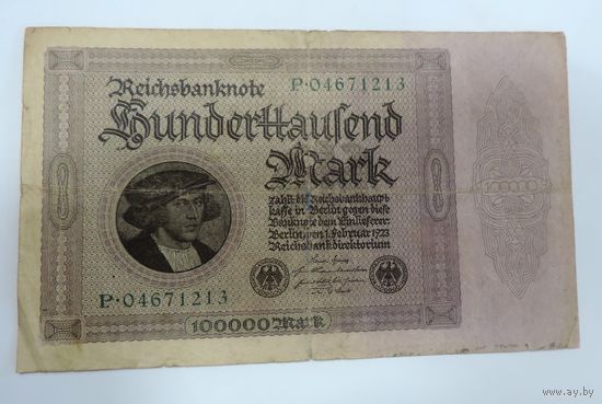 100000 марок 1923 г. Германия