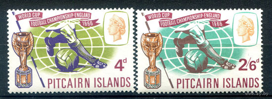 Британские колонии - Острова Питкэрн - 1966г. - чемпионат мира по футболу - 2 марки - полная серия, MNH [Mi 60-61]. #4-B6-106-A-2