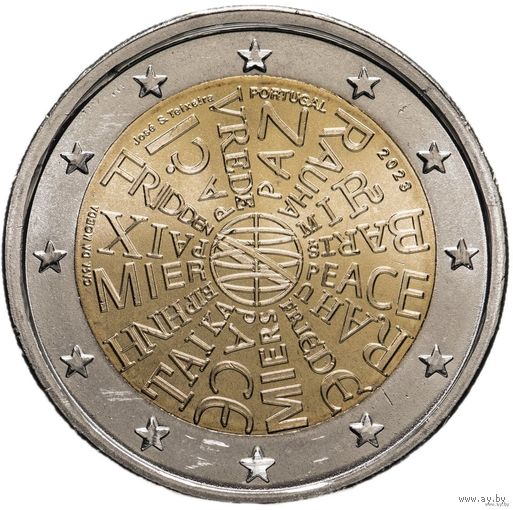 2 евро 2023 Португалия Мир UNC из ролла