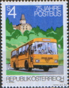 Полная серия из 1 марки 1982г. Австрия "75 лет почтовому автобусному сообщению" MNH