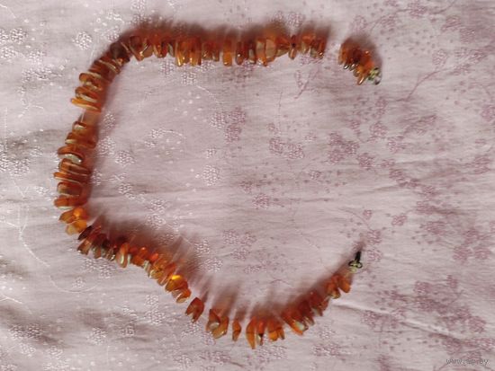 Бусы самодельные из колотого янтаря.Аукцион 7 дней