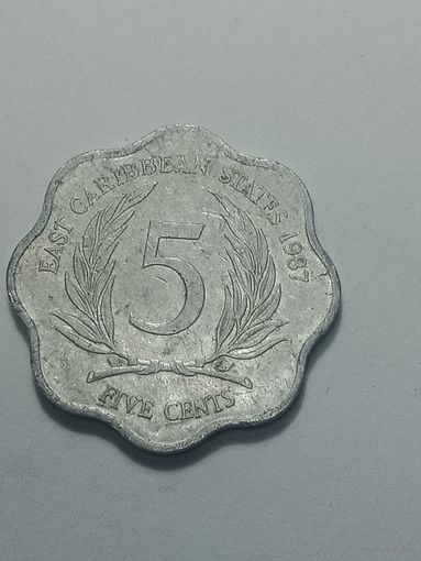 Восточные Карибы 5 центов 1987 года .