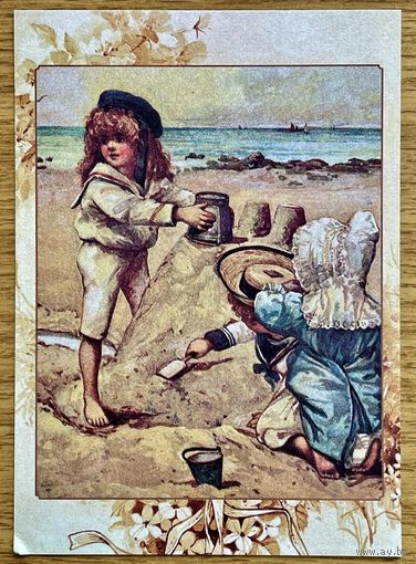 Репринт.Открытка для посткроссинга 10,5 х 14,8 см "Далёкое детство"издателя начала 20 века Эрнеста Нистера