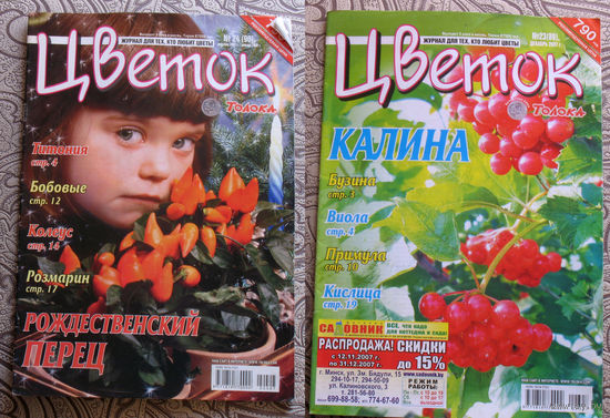 Журнал Цветок номер 12 2006 номера 4,8,9,10,11,12,13,14,15,16,17,18,19,20,21,23,24 2007