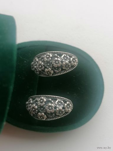 Серьги ромашки серебро 925 пробы СССР звезда
