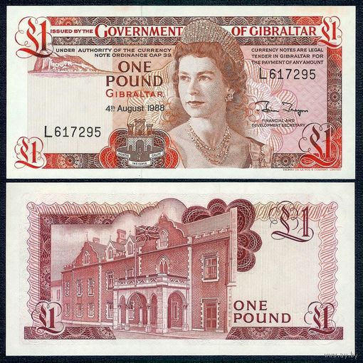 Гибралтар 1 фунт 1988 год, UNC