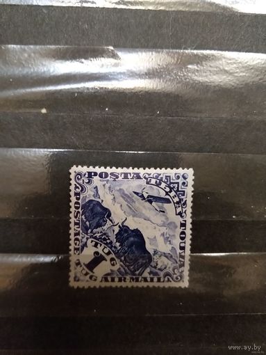 1934 Тува Загорский 56А зуб 121/2 авиапочта чистая клей лёгкие наклейки без дыр фауна самолет (3-7)