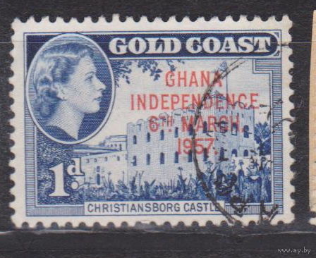 Марки Золотого Берега Известные Люди Личности Королевы Елизаветы 2 Гана 1957 год  лот 16 С НАДПЕЧАТКОЙ