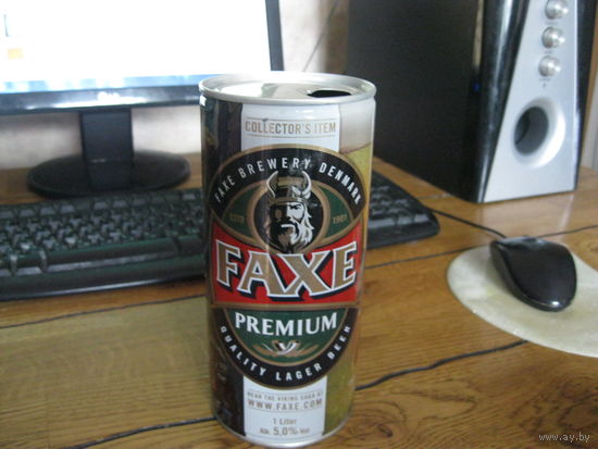 Пустая пивная банка Faxe Дания 1 литр