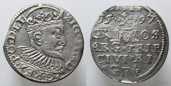 3 гроша (трояк) 1597 год. Рига