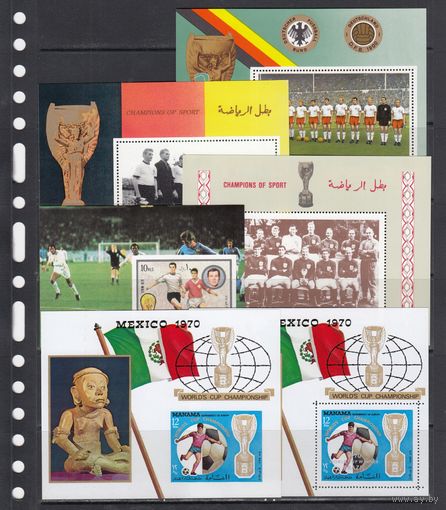 Футбол World Cup Спорт 1970 Эмираты Манама Аджман Фуджейра Шарджа MNH 6 разных зуб Блоков Лот