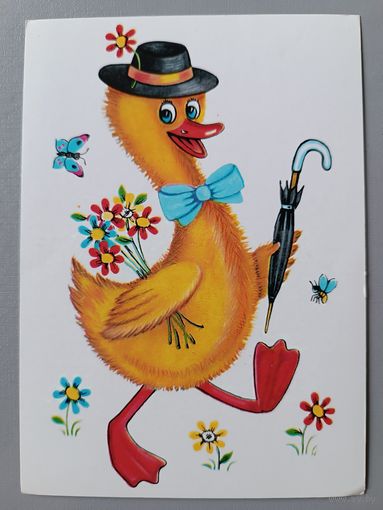 Гусёнок. А.Болотовская. Открытка чистая, 1982г.