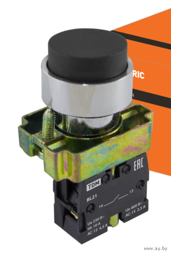 Кнопка BL21 без подсветки черный 1NO TDM-SQ0704-0047