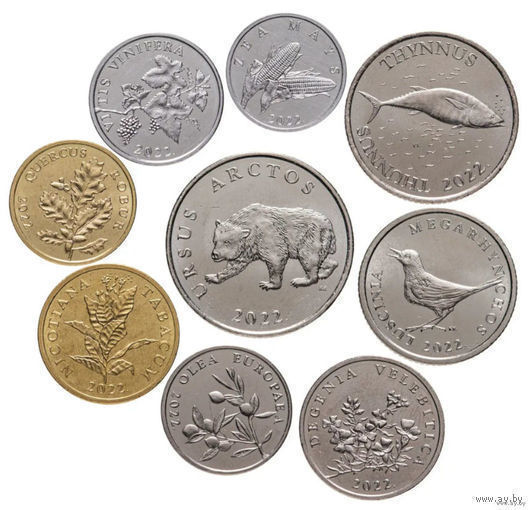 Хорватия набор 1, 2, 5, 10, 20, 50 лип; 1, 2, 5 кун 2022 года, UNC. Четный год! Последний год чекана легендарной куны! Предложите свою цену или обмен!